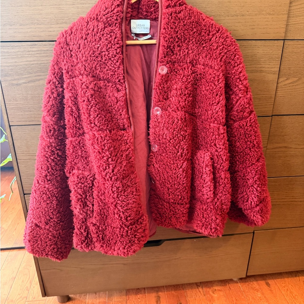 Urban Outfitters Deep Red Sherpa Jacket